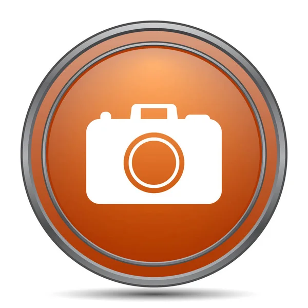 Ícone Câmera Foto Botão Internet Laranja Fundo Branco — Fotografia de Stock