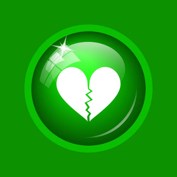 Zlomené Srdce Ikona Internet Tlačítko Zeleném Pozadí — Stock fotografie