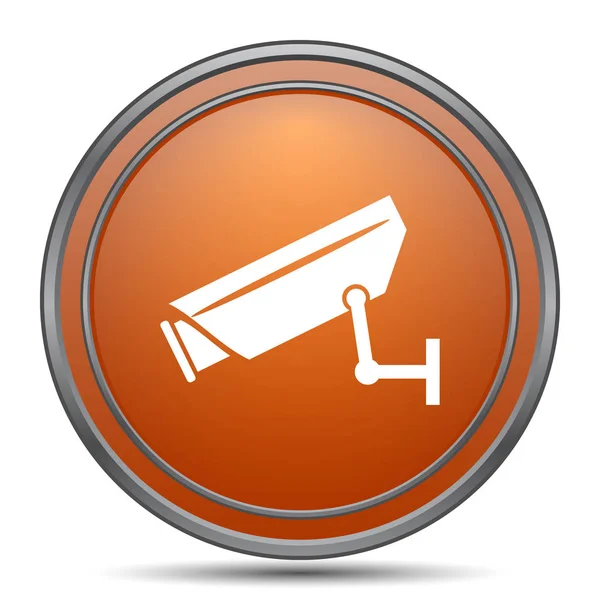 Ícone Câmara Vigilância Botão Internet Laranja Fundo Branco — Fotografia de Stock