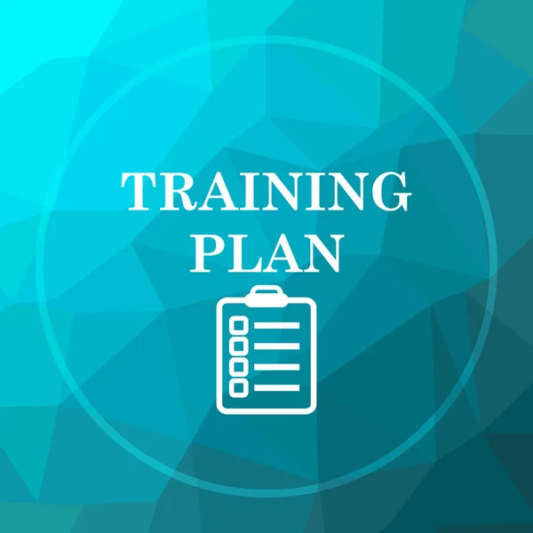 Training plan icon. Training plan website button on blue low poly background