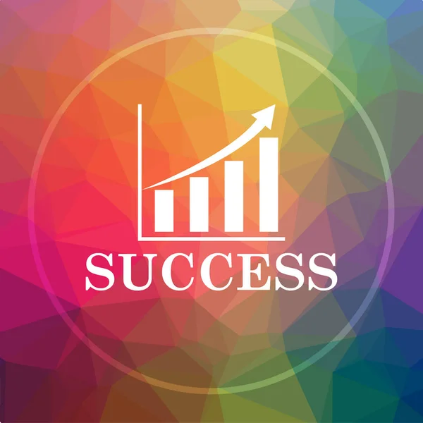 Success icon. Success website button on low poly background