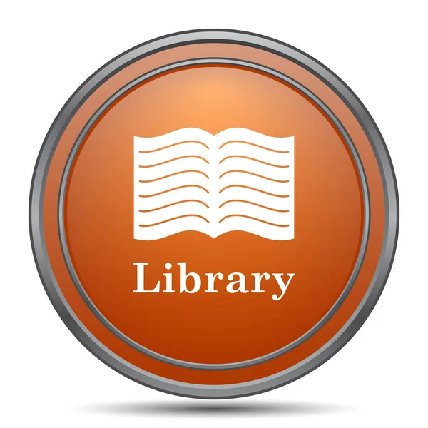 Kütüphane Simgesi Beyaz Arka Plan Turuncu Internet Düğme — Stok fotoğraf