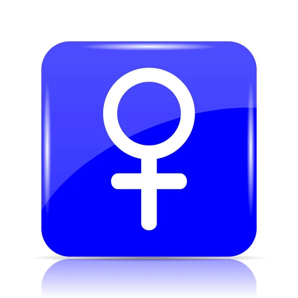 Signo Femenino Icono Botón Azul Del Sitio Web Sobre Fondo — Foto de Stock