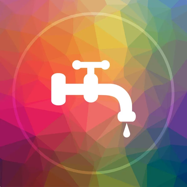 Water tap icon. Water tap website button on low poly background