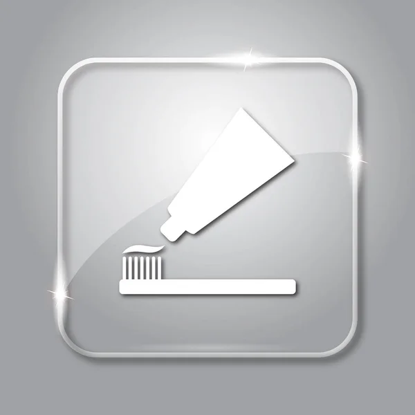 Зубная Паста Значок Кисти Прозрачная Кнопка Доступа Интернет Сером Фоне — стоковое фото