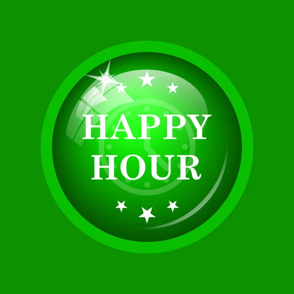 Happy Hour Значок Інтернет Кнопки Зеленому Тлі — стокове фото