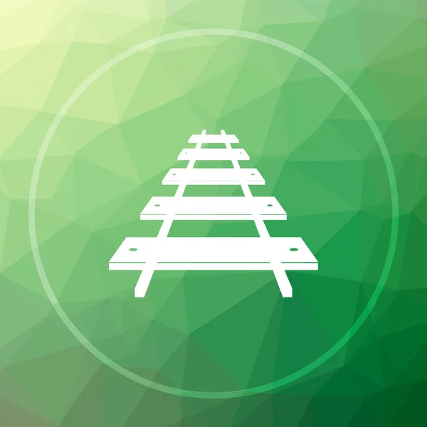 Ikona Dróg Kolejowych Rail Road Stronie Przycisk Tle Zielonej Low — Zdjęcie stockowe