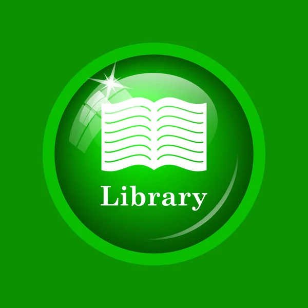 Значок Библиотеки Кнопка Интернет Зеленом Фоне — стоковое фото