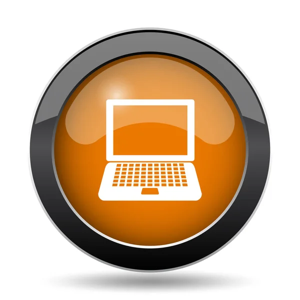 Ícone Portátil Laptop Website Botão Fundo Branco — Fotografia de Stock