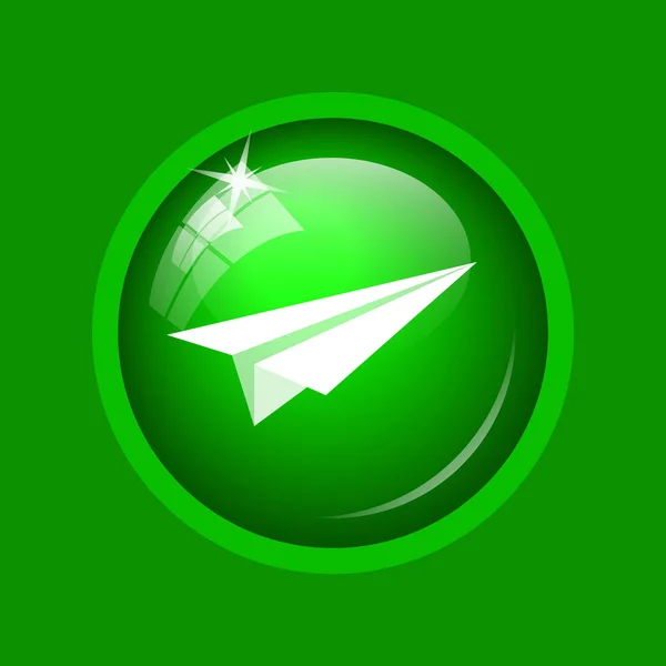 Paper Plane Icon Internet Button Green Background — Stock Photo, Image