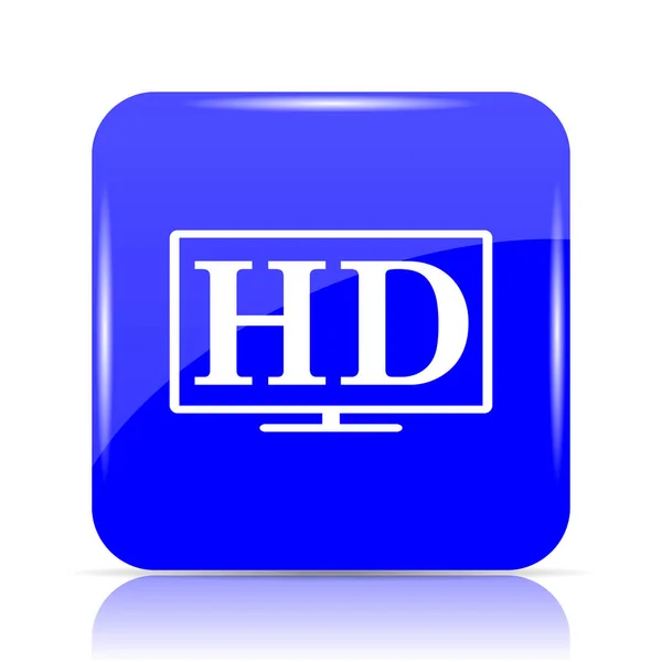 白い背景の上の テレビ アイコン 青いウェブサイト ボタン — ストック写真