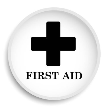 İlk yardım simgesi. İlk yardım web sitesi düğmesini beyaz arka plan üzerinde. 