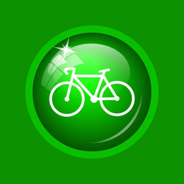 Icono Bicicleta Botón Internet Sobre Fondo Verde — Foto de Stock