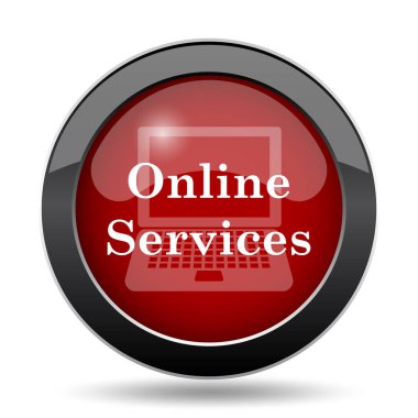 Çevrimiçi hizmetler simgesi. Beyaz arka plan üzerinde Internet düğmesi