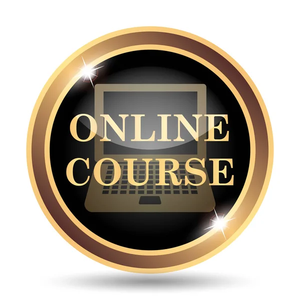 オンライン コースのアイコン 白い背景の上のインター ネット ボタン — ストック写真