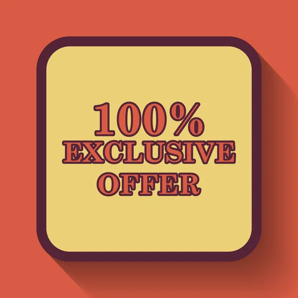 100% exclusive offer icon, colored website button on orange background
