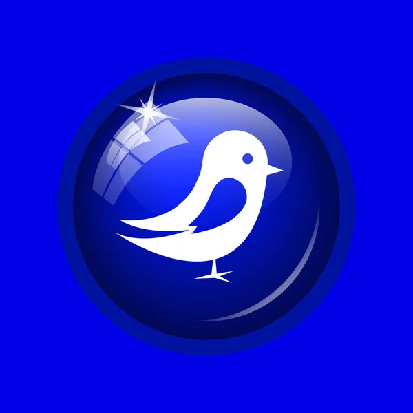 Ícone Pássaro Botão Internet Fundo Azul — Fotografia de Stock