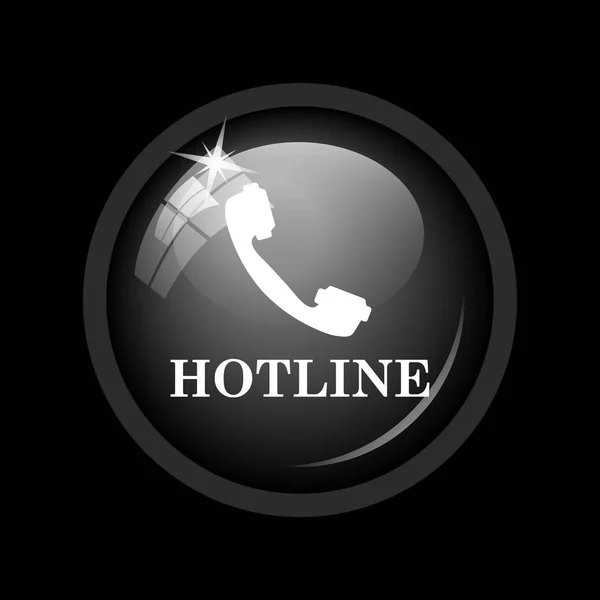 Hotline Ikonra Internet Gomb Fekete Háttér — Stock Fotó