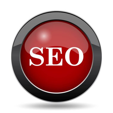 SEO simgesi. Beyaz arka plan üzerinde Internet düğmesi