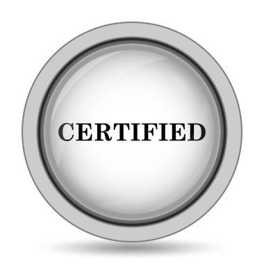 Sertifikalı simgesi. Beyaz arka plan üzerinde Internet düğmesi