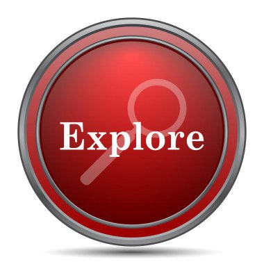 Simge keşfedin. Beyaz arka plan üzerinde Internet düğmesi