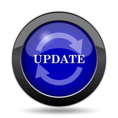 Update simgesi. Beyaz arka plan üzerinde Internet düğmesi