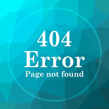 404 hata simgesi. 404 hatası Web sitesi düğmesini mavi düşük poli arka plan üzerinde
