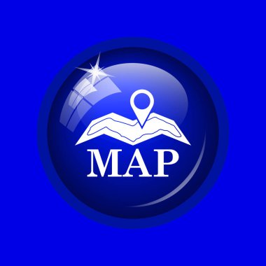 Harita simgesi. Mavi arka plan Internet düğmesini.