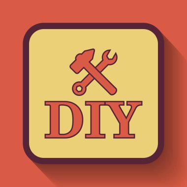 DIY simgesi, Web sitesi düğmesini turuncu arka plan üzerinde renkli