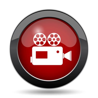 Video kamera simgesi. Beyaz arka plan üzerinde Internet düğmesi