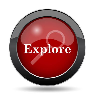 Simge keşfedin. Beyaz arka plan üzerinde Internet düğmesi