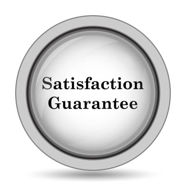 Memnuniyet garantisi simgesi. Beyaz arka plan üzerinde Internet düğmesi