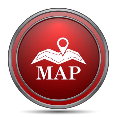 Harita simgesi. Beyaz arka plan üzerinde Internet düğmesi