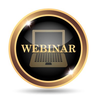 Webinar simgesi. Beyaz arka plan üzerinde Internet düğmesi