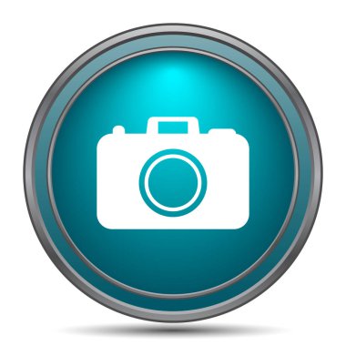 Fotoğraf kamera simgesi. Beyaz arka plan üzerinde Internet düğmesi