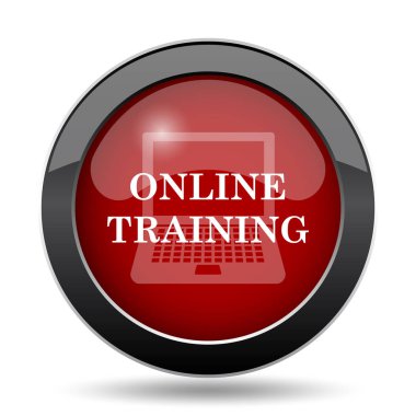 Çevrimiçi eğitim simgesi. Beyaz arka plan üzerinde Internet düğmesi