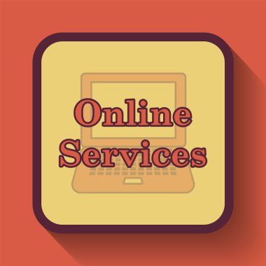 Çevrimiçi hizmetler simgesi, Web sitesi düğmesini turuncu arka plan üzerinde renkli