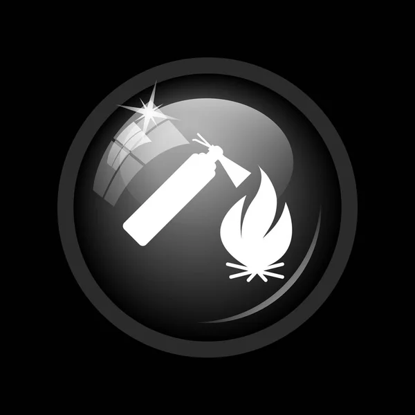 Fire Icon Internet Button Black Background — Stock Photo, Image