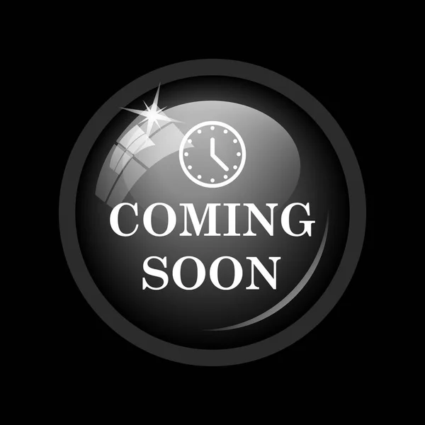Coming Soon Icon Internet Button Black Background — Stock Photo, Image