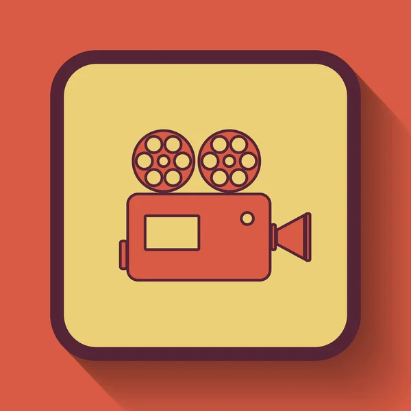 Video camera icon, colored website button on orange background