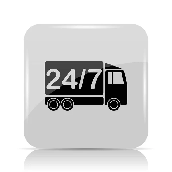 配信トラック アイコン 白い背景の上のインター ネット ボタン — ストック写真
