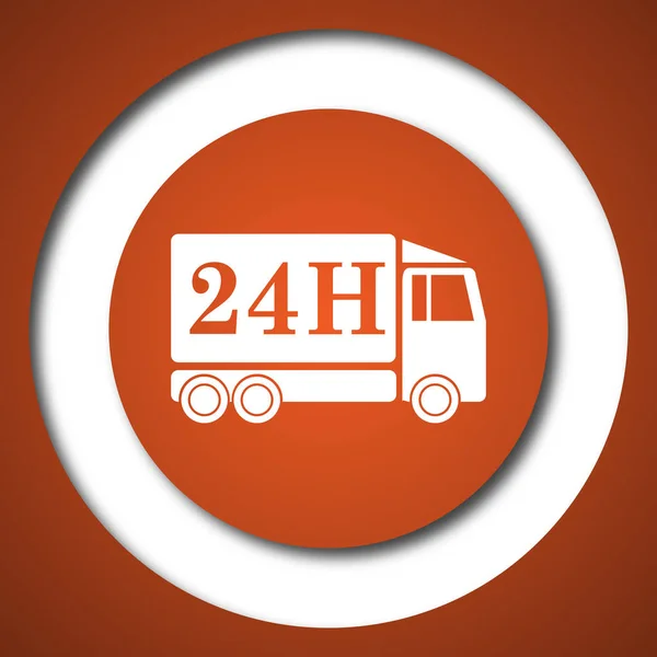 24U Levering Vrachtwagen Pictogram Internet Knop Witte Achtergrond — Stockfoto