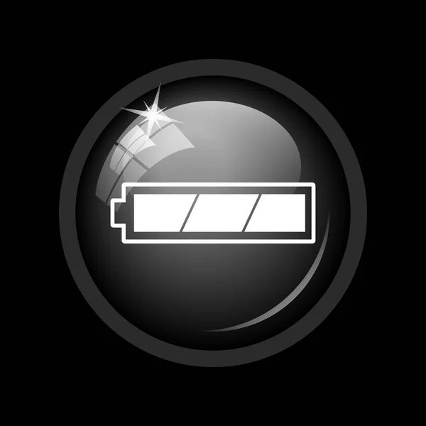 全充电电池图标 黑色背景上的互联网按钮 — 图库照片