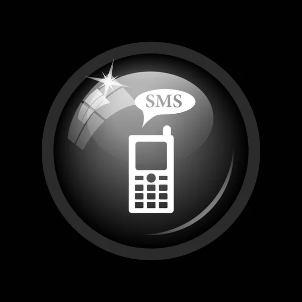 Sms のアイコン 黒い背景にインター ネット ボタン — ストック写真