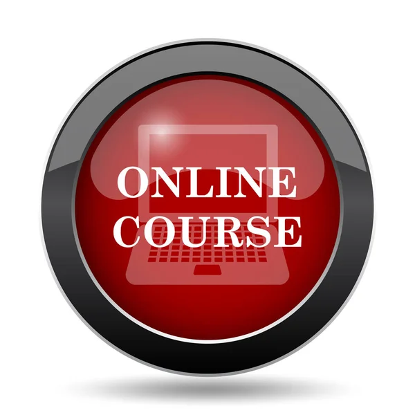 オンライン コースのアイコン 白い背景の上のインター ネット ボタン — ストック写真
