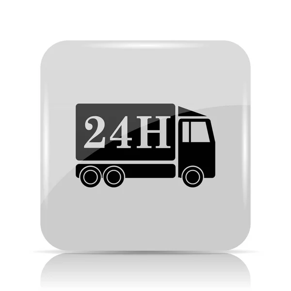 24H Dodací Truck Ikona Internet Tlačítko Bílém Pozadí — Stock fotografie