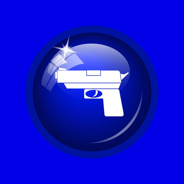 Значок Пистолета Кнопка Интернет Синем Фоне — стоковое фото