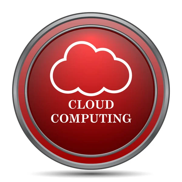 Ícone Computação Nuvem Botão Internet Fundo Branco — Fotografia de Stock