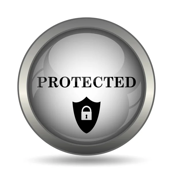 Защищенный Значок Черная Кнопка Веб Сайта Белом Фоне — стоковое фото