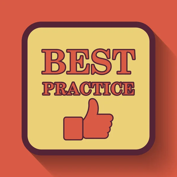Best practice icon, colored website button on orange background